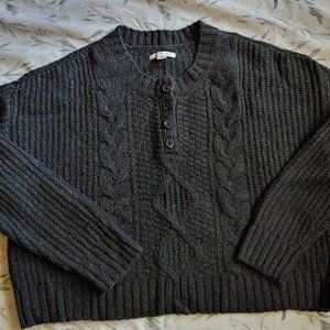 Cropped henley sweater